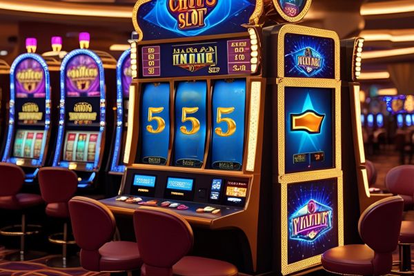slot machine with 555 in a casino