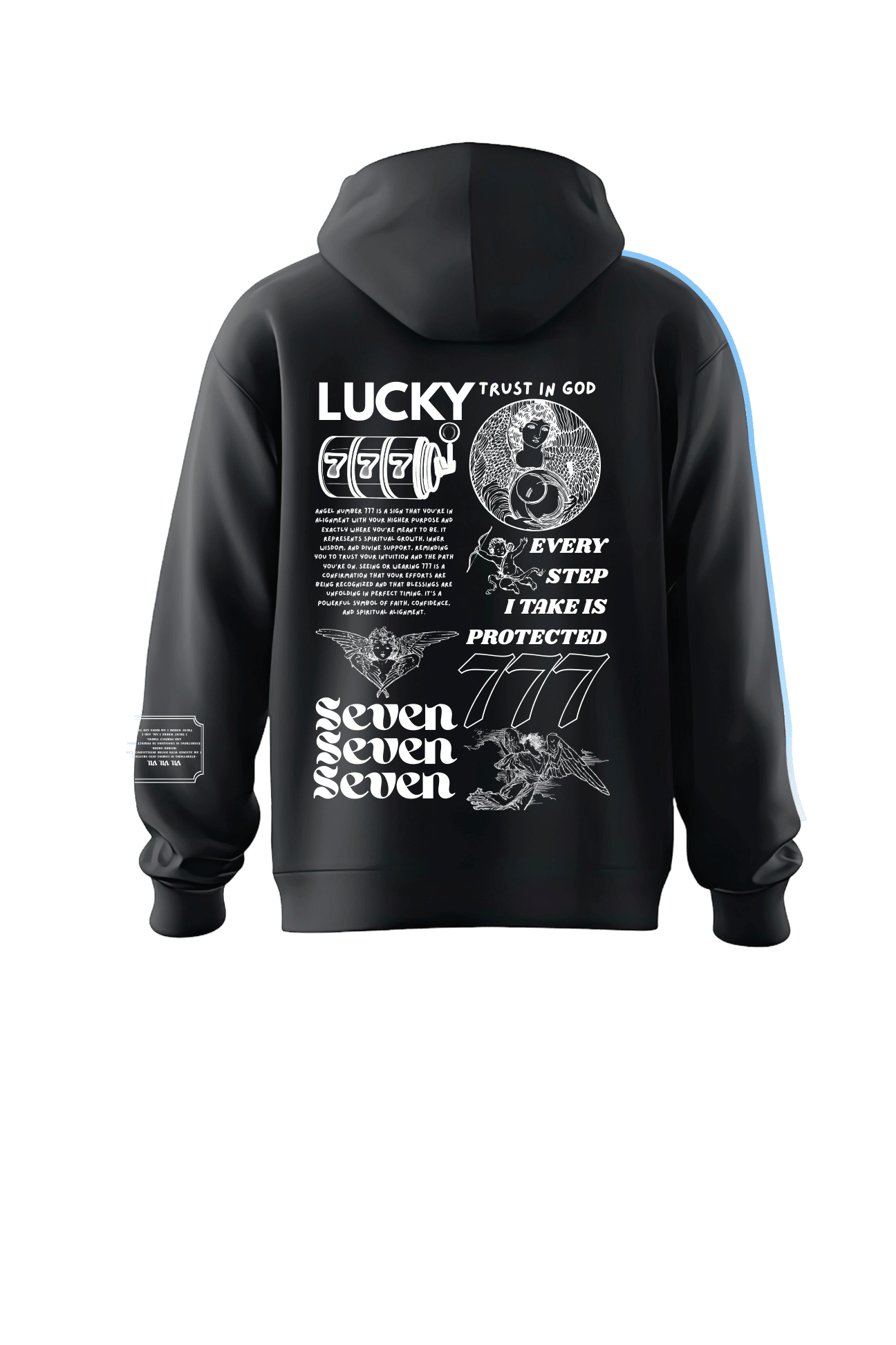 777 Angel Number Hoodie – Organic Cotton Fleece in Asteroid - GFL