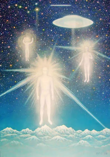 beings of light ascending to star ships