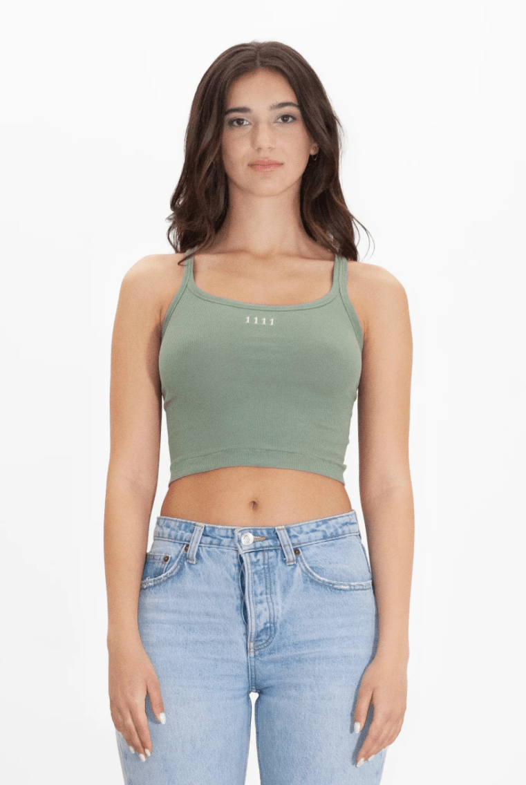 Women's 1111 Cropped Tank in Sage - GFL