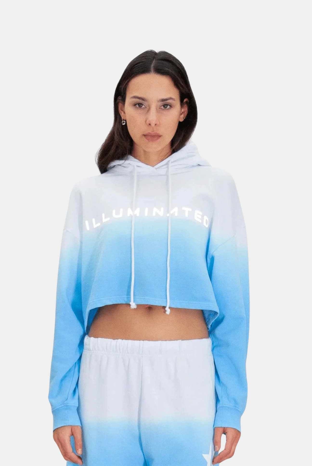 Women's Illuminated Cropped Hoodie in Atmosphere - GFL