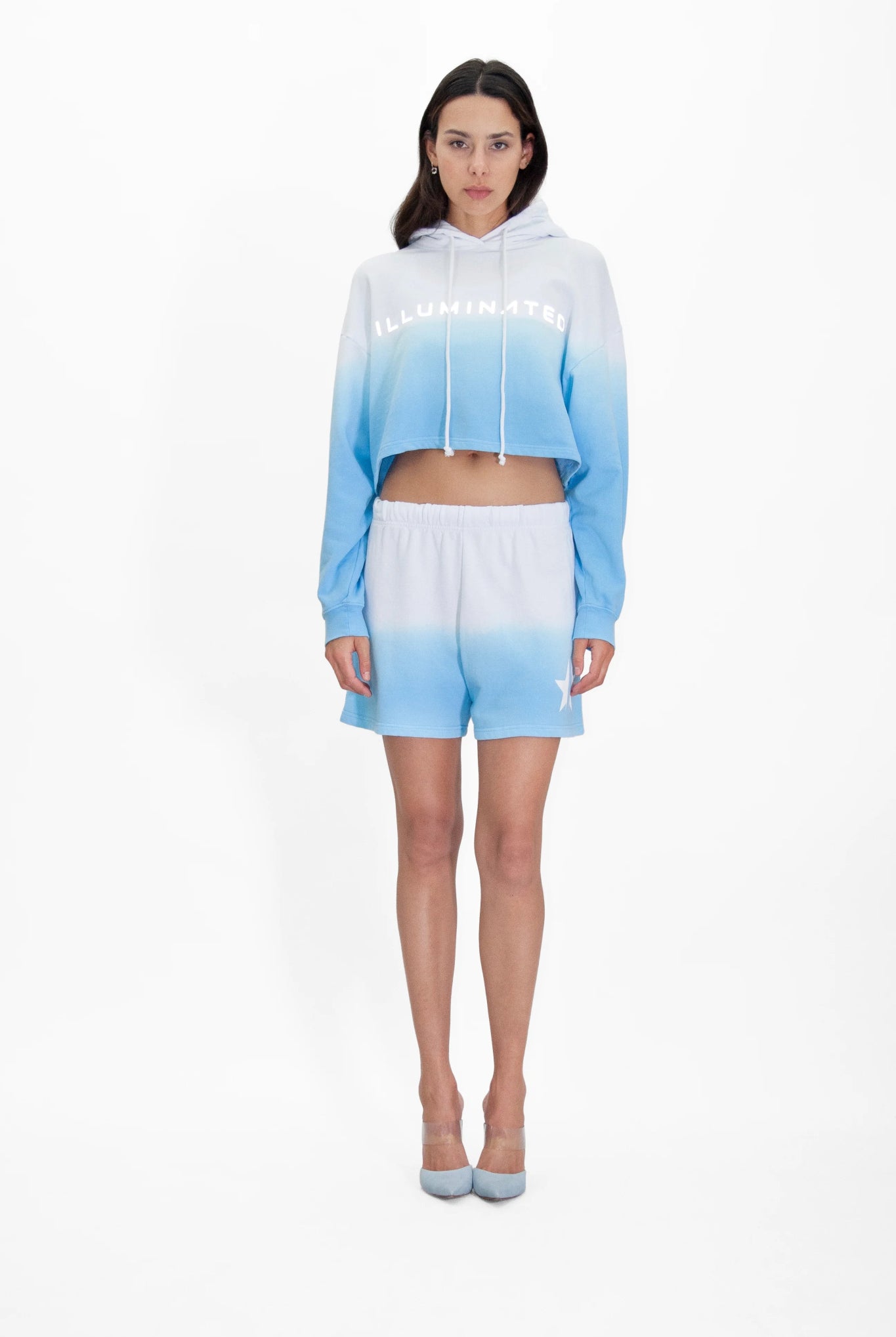 Women's Illuminated Cropped Hoodie in Atmosphere - GFL