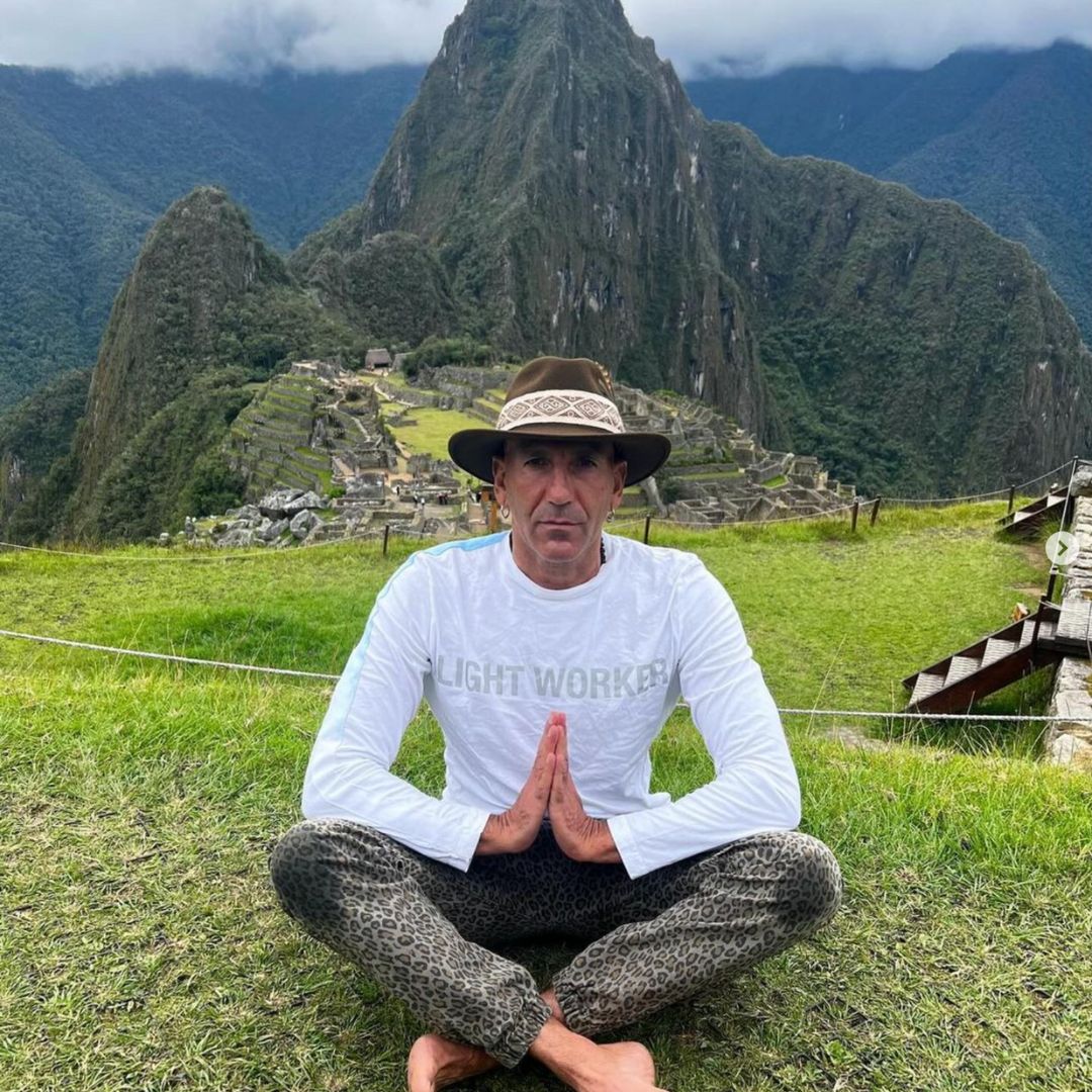 Man meditating in Macchu Piccu