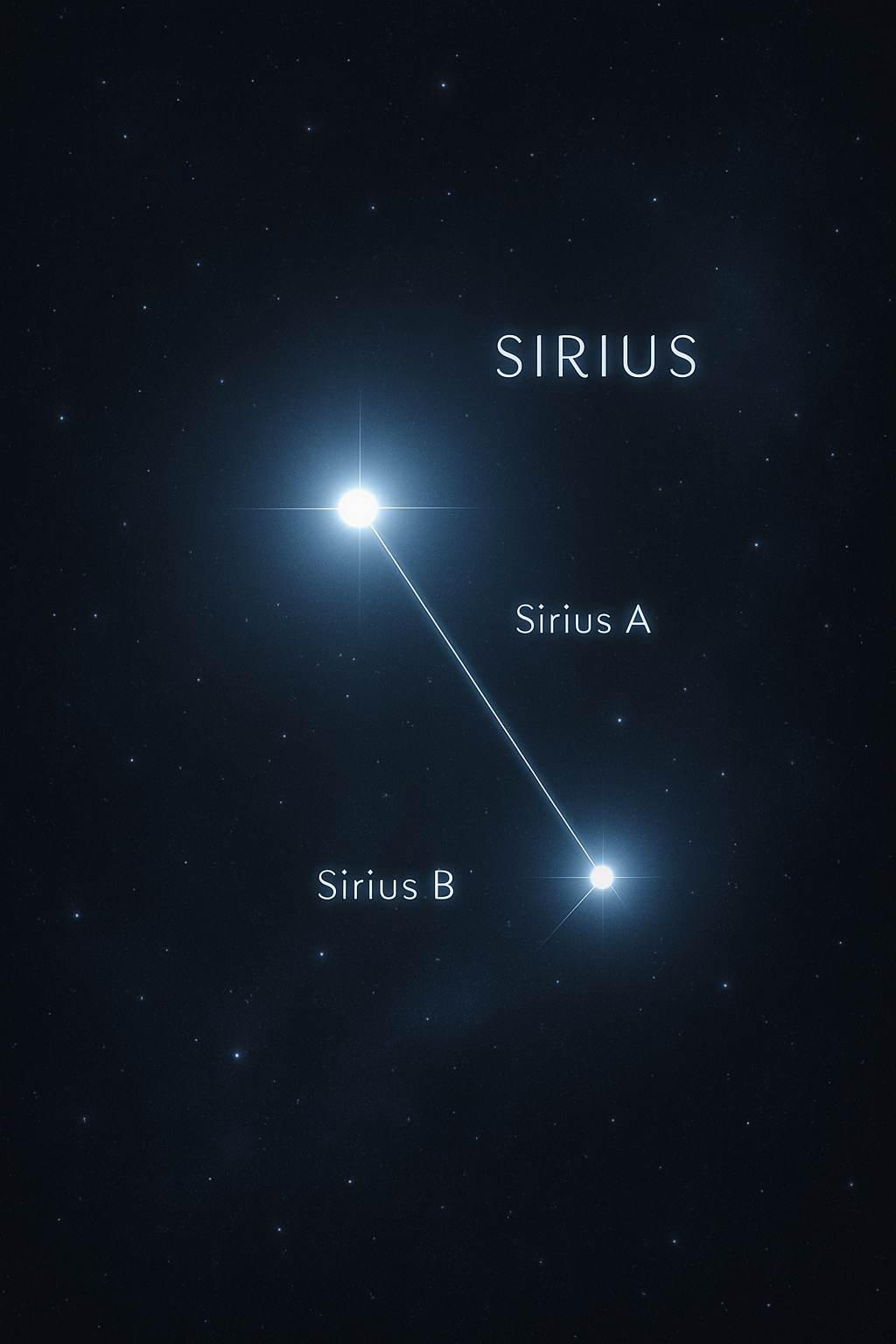 Diagram of Sirius with labels for Sirius A and Sirius B against a starry background