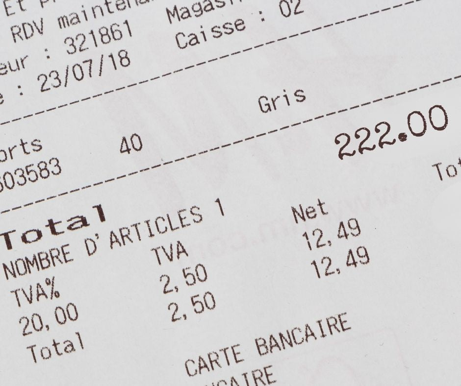 222 total on a receipt