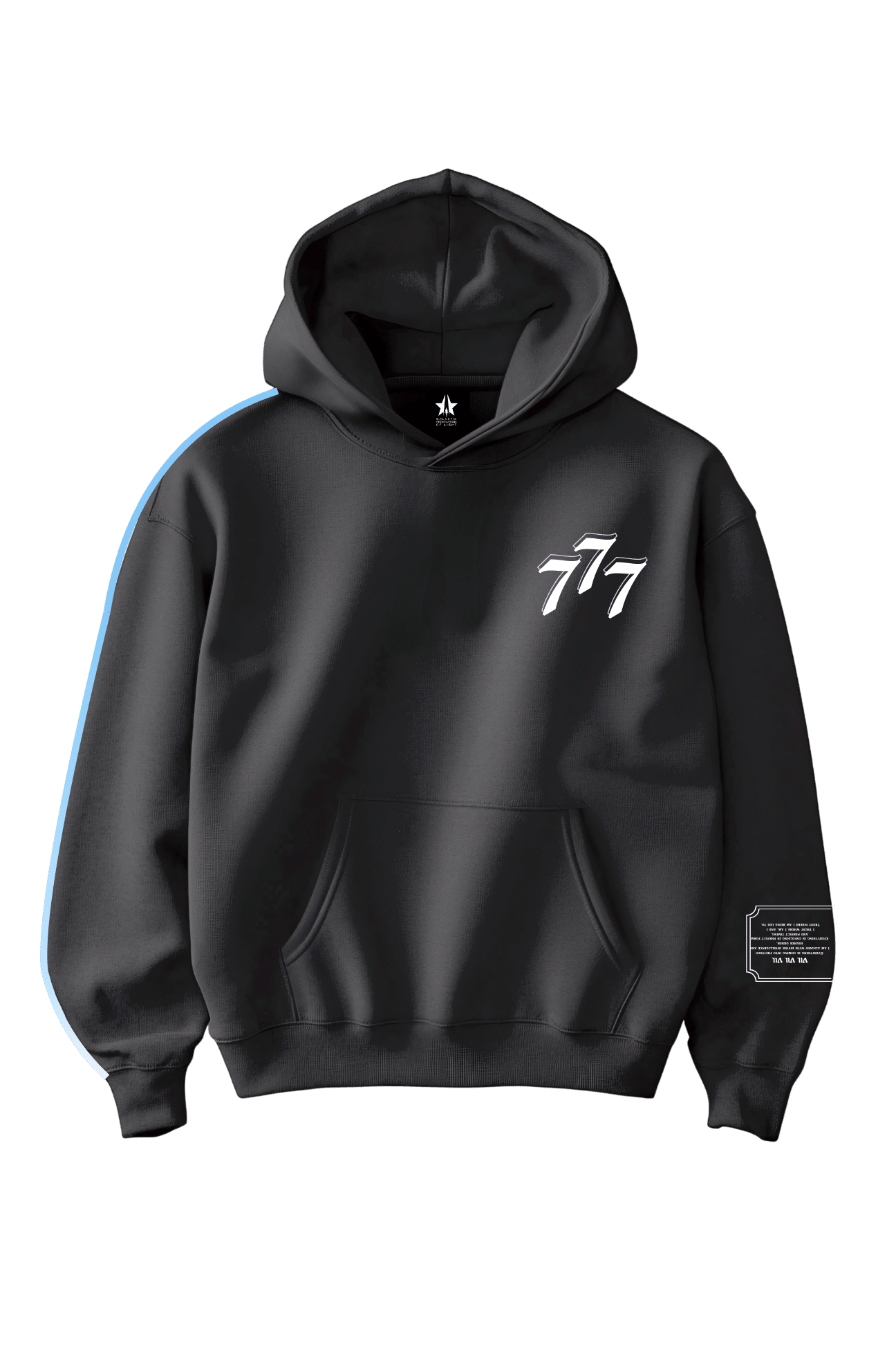777 Angel Number Hoodie – Organic Cotton Fleece in Asteroid - GFL