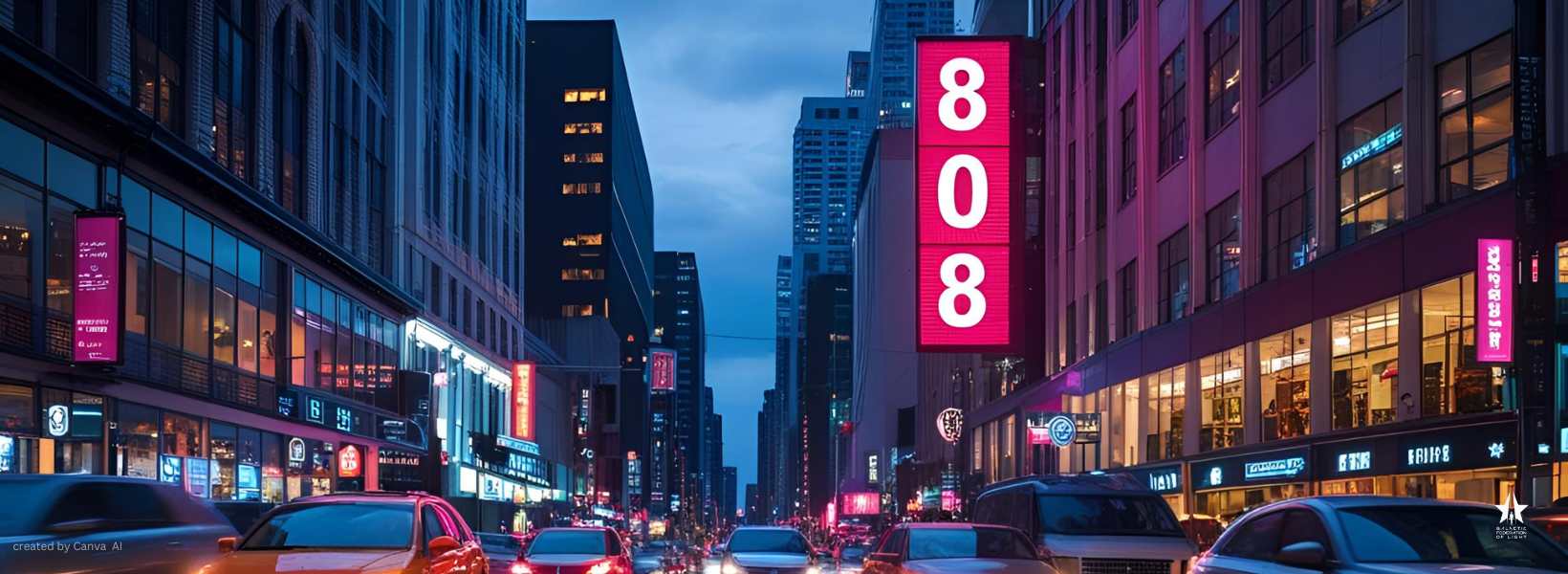 a metropolis with a sign on the street 808