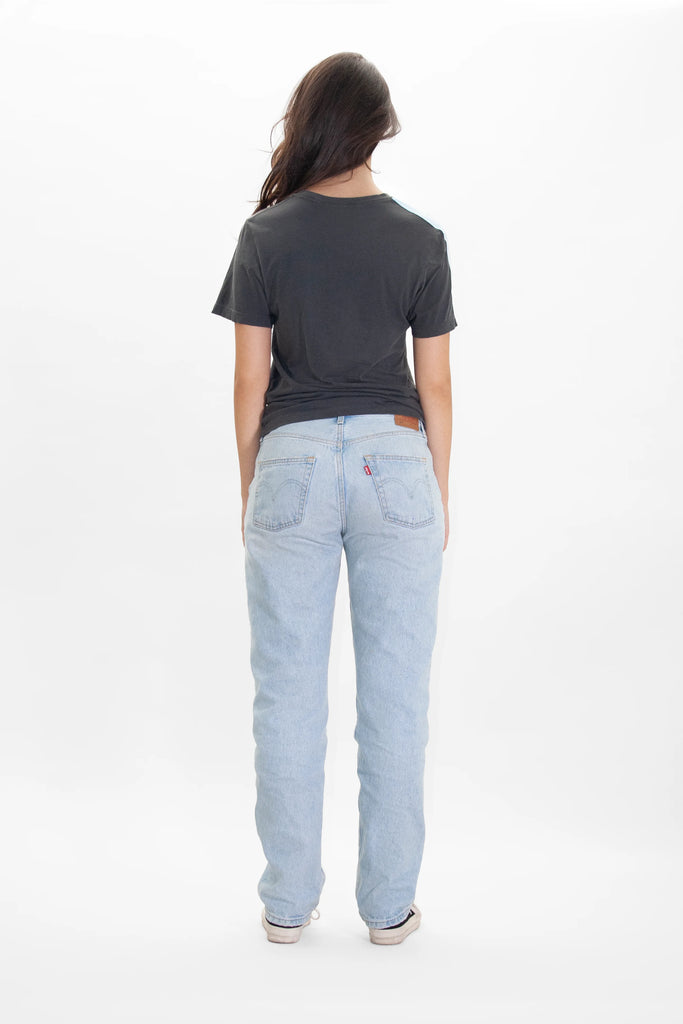 The back view of a woman wearing GFLApparel's Levi's jeans.