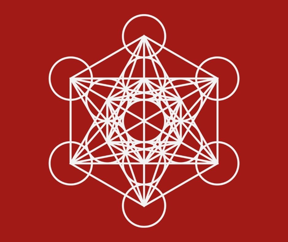 metatrons cube symbol against a red background