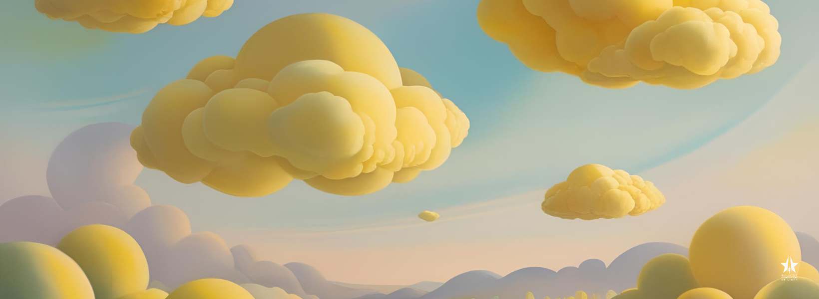 Illustration of yellow clouds in a sky-like background