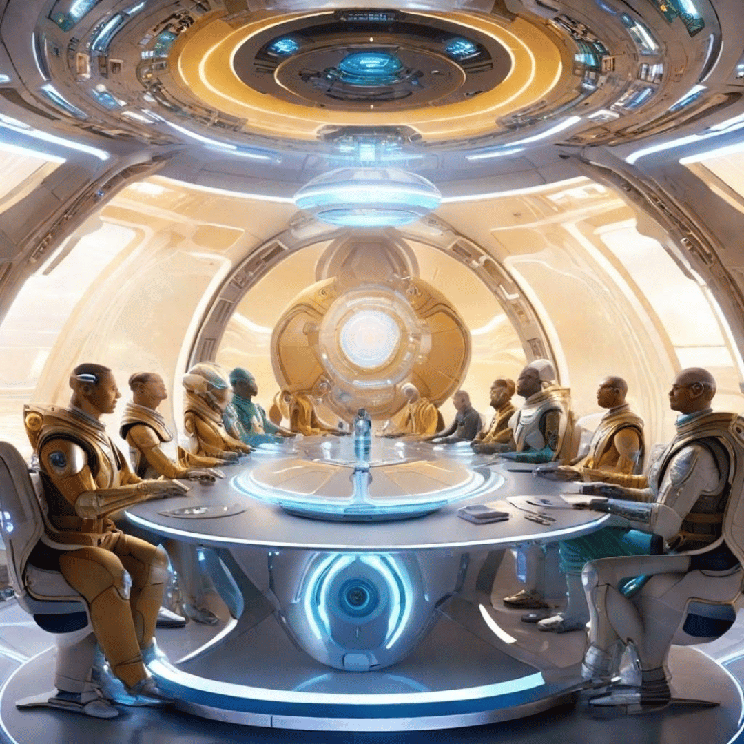 meeting room with alien council