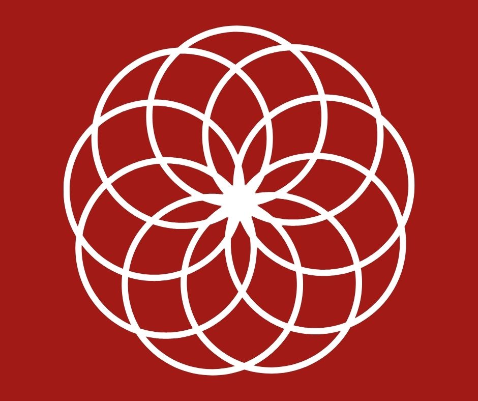 flower of life symbol against a red background