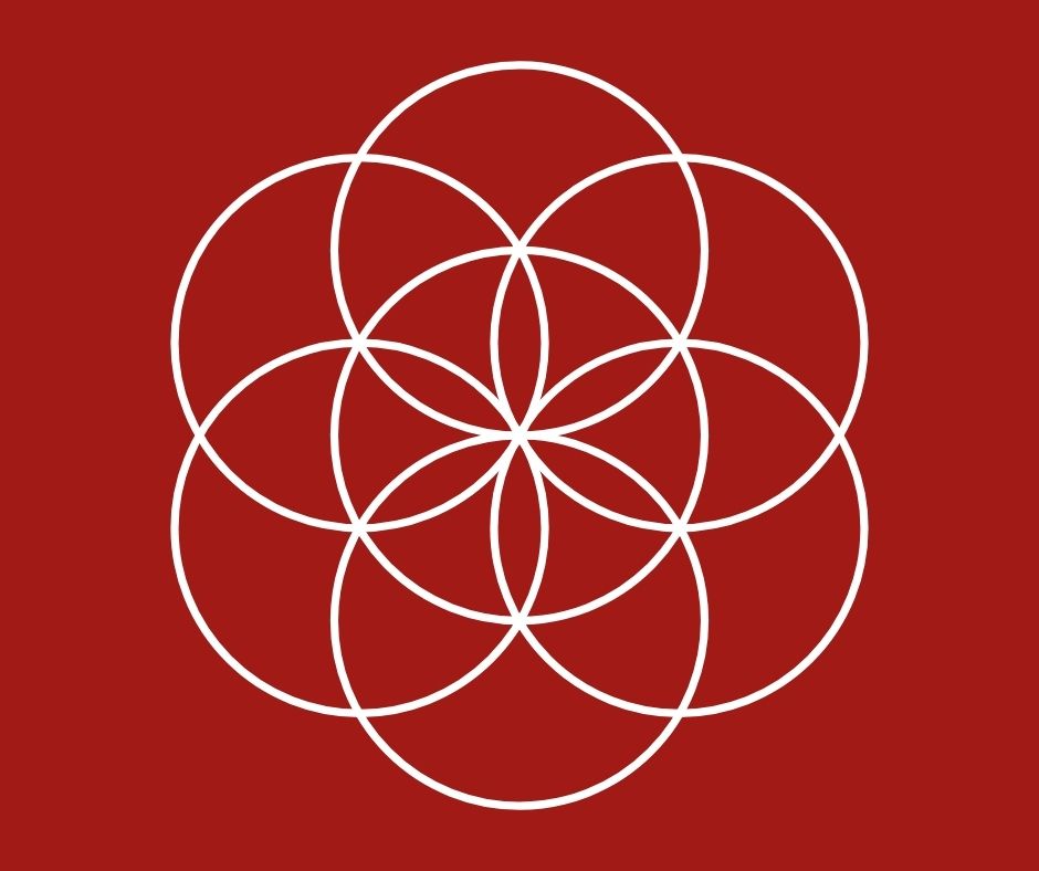 the seed of life symbol against a red background