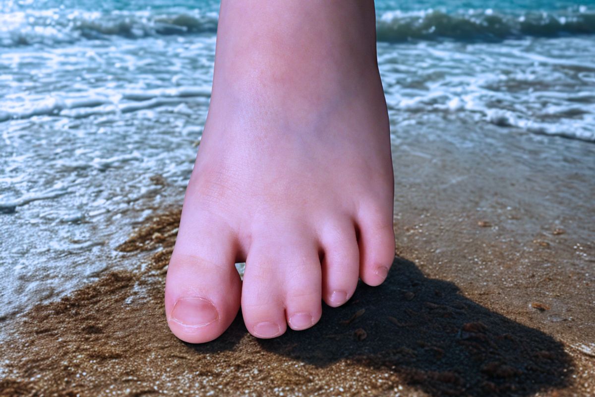 webbed feet in the ocean 