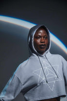 Women's Merkaba Cropped Hoodie in Galactic Gray - GFL