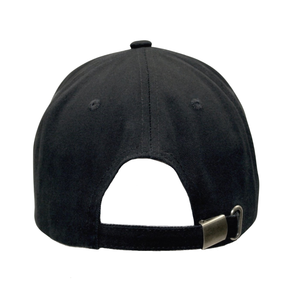 A black GFL BASEBALL CAP with a metal buckle by GFLApparel.