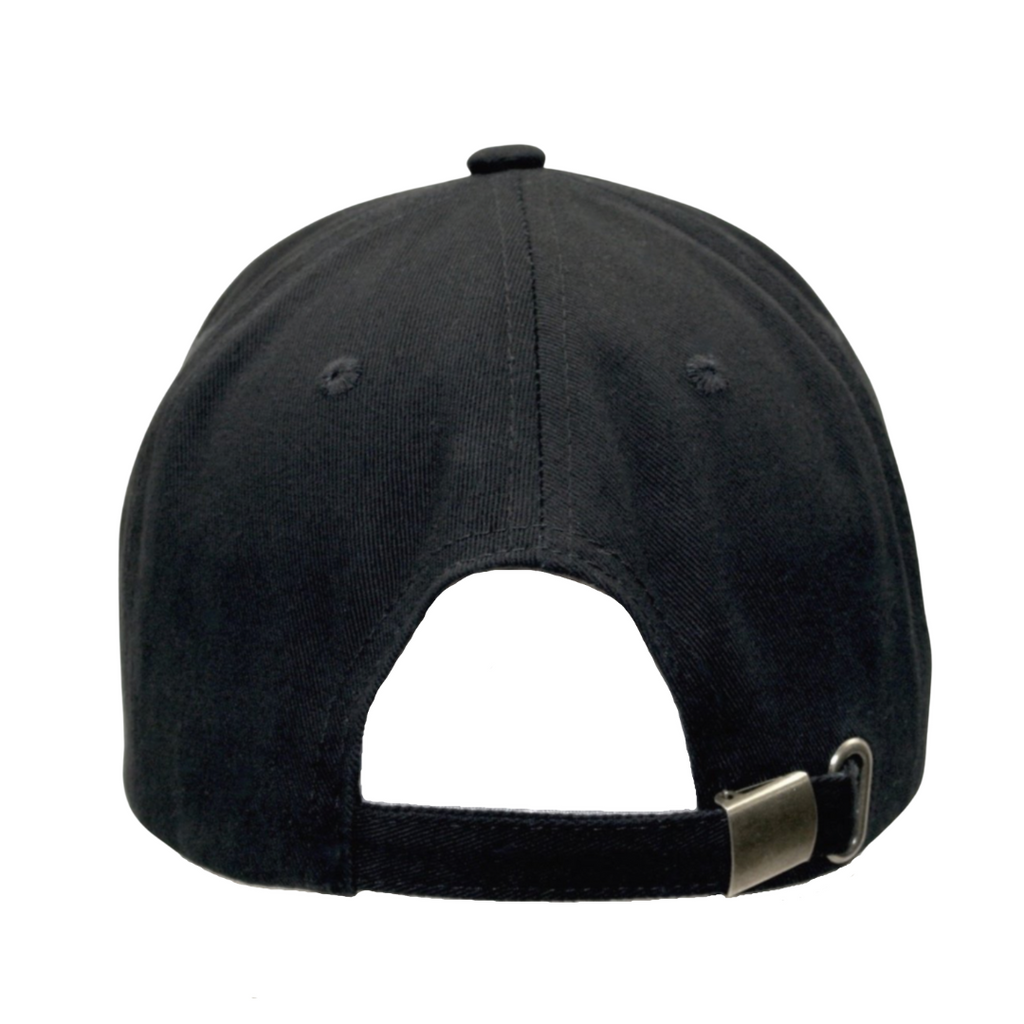 The back view of this GFL Baseball Cap by GFLApparel, a must-have accessory for any Light Worker, features an adjustable strap and metal buckle.