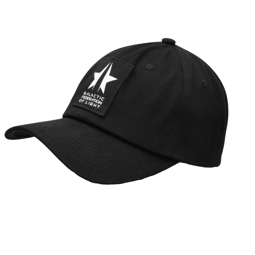 This must-have GFL Baseball Cap from GFLApparel features a curved brim and an embroidered emblem with a white star and the text "Galactic Federation of Light" on the front panel, making it perfect for any dedicated Light Worker.