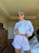Women's Merkaba Cropped Hoodie in Galactic Gray - GFL